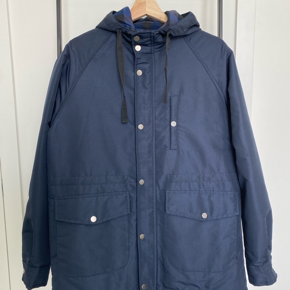 Topman Dark Blue Hooded Coat